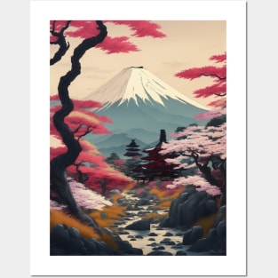 Serene Mount Fuji Sunset - Peaceful River Scenery Posters and Art